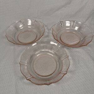 Lot Of 3 Vintage American Sweetheart Pink Depression Glass Berry Bowls